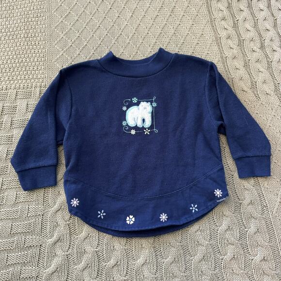 Vintage Healthtex Navy Blue Polar Bear Appliqué Waffle Top ~ 2T - Picture 1 of 10